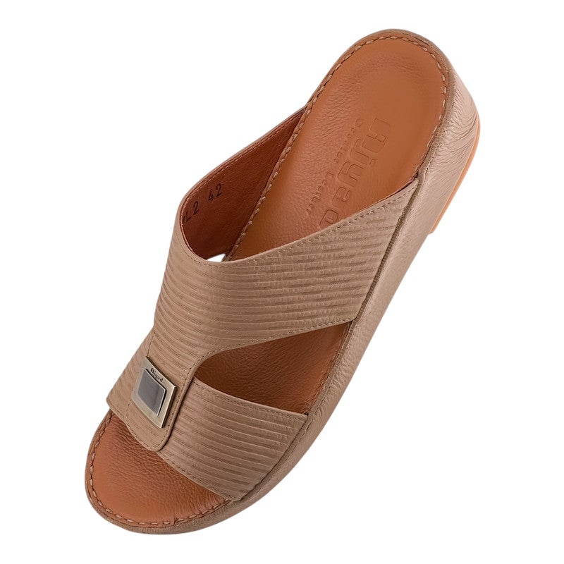 AJYAD Handmade Arabic Sandals For Men | Outdoor Mens Slippers | Everyday Flip Flops Open Toe | Arabic Genuine Shamwa Leather | New Design | Tan Footbed | Comfortable & LightWeight - Image 3